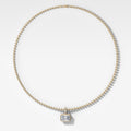 Bezel Set East West Elongated Radiant Attachable Diamond Pendant with Pavé Knife Edge Bail and Beaded Chain (3mm)