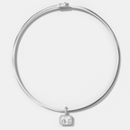 Bezel Set East West Elongated Radiant Attachable Diamond Pendant with Pavé Knife Edge Bail With Reversible Omega Chain (3mm)
