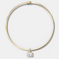 Bezel Set East West Elongated Radiant Attachable Diamond Pendant with Pavé Knife Edge Bail With Reversible Omega Chain (3mm)