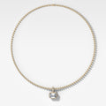 Bezel Set East West Emerald Attachable Diamond Pendant with Pavé Knife Edge Bail and Beaded Chain (3mm)