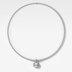 Bezel Set East West Emerald Attachable Diamond Pendant with Pavé Knife Edge Bail and Beaded Chain (3mm)