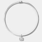 Bezel Set East West Emerald Attachable Diamond Pendant with Pavé Knife Edge Bail With Reversible Omega Chain (3mm)