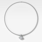 Bezel Set East West Marquise Attachable Diamond Pendant with Pavé Knife Edge Bail and Beaded Chain (3mm)