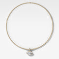 Bezel Set East West Marquise Attachable Diamond Pendant with Pavé Knife Edge Bail and Beaded Chain (3mm)