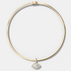 Bezel Set East West Marquise Attachable Diamond Pendant with Pavé Knife Edge Bail With Reversible Omega Chain (3mm)