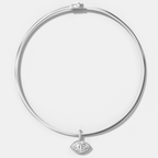 Bezel Set East West Marquise Attachable Diamond Pendant with Pavé Knife Edge Bail With Reversible Omega Chain (3mm)