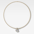 Bezel Set East West Oval Attachable Diamond Pendant with Pavé Knife Edge Bail and Beaded Chain (3mm)