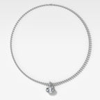 Bezel Set East West Oval Attachable Diamond Pendant with Pavé Knife Edge Bail and Beaded Chain (3mm)