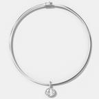 Bezel Set East West Oval Attachable Diamond Pendant with Pavé Knife Edge Bail With Reversible Omega Chain (3mm)