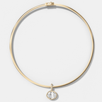 Bezel Set East West Oval Attachable Diamond Pendant with Pavé Knife Edge Bail With Reversible Omega Chain (3mm)
