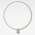 Bezel Set Elongated Cushion Attachable Diamond Pendant with Pavé Knife Edge Bail and Beaded Chain (3mm)
