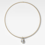 Bezel Set Elongated Cushion Attachable Diamond Pendant with Pavé Knife Edge Bail and Beaded Chain (3mm)