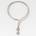 Bezel Set Elongated Cushion Attachable Diamond Pendant with Pavé Knife Edge Bail and Looped Collar Necklace