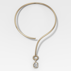 Bezel Set Elongated Cushion Attachable Diamond Pendant with Pavé Knife Edge Bail and Looped Collar Necklace