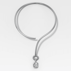 Bezel Set Elongated Cushion Attachable Diamond Pendant with Pavé Knife Edge Bail and Looped Collar Necklace