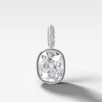 Bezel Set Elongated Cushion Attachable Diamond Pendant with Pavé Knife Edge Bail