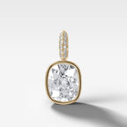 Bezel Set Elongated Cushion Attachable Diamond Pendant with Pavé Knife Edge Bail