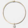 Bezel Set Elongated Cushion Attachable Diamond Pendant with Pavé Knife Edge Bail With Reversible Omega Chain (3mm)