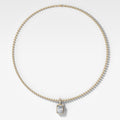 Bezel Set Elongated Radiant Attachable Diamond Pendant with Pavé Knife Edge Bail and Beaded Chain (3mm)