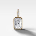 Bezel Set Elongated Radiant Attachable Diamond Pendant with Pavé Knife Edge Bail