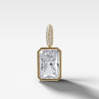 Bezel Set Elongated Radiant Attachable Diamond Pendant with Pavé Knife Edge Bail