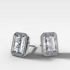 Bezel Set Elongated Radiant Diamond Studs