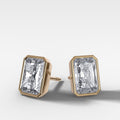 Bezel Set Elongated Radiant Diamond Studs