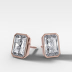 Bezel Set Elongated Radiant Diamond Studs