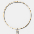 Bezel Set Emerald Attachable Diamond Pendant with Pavé Knife Edge Bail With Reversible Omega Chain (3mm)