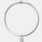 Bezel Set Emerald Attachable Diamond Pendant with Pavé Knife Edge Bail With Reversible Omega Chain (3mm)