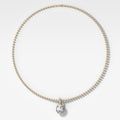 Bezel Set Oval Attachable Diamond Pendant with Pavé Knife Edge Bail and Beaded Chain (3mm)