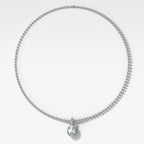Bezel Set Oval Attachable Diamond Pendant with Pavé Knife Edge Bail and Beaded Chain (3mm)