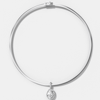 Bezel Set Oval Attachable Diamond Pendant with Pavé Knife Edge Bail With Reversible Omega Chain (3mm)