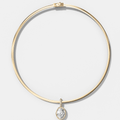 Bezel Set Oval Attachable Diamond Pendant with Pavé Knife Edge Bail With Reversible Omega Chain (3mm)