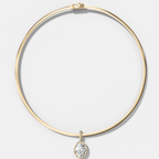 Bezel Set Oval Attachable Diamond Pendant with Pavé Knife Edge Bail With Reversible Omega Chain (3mm)