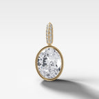 Bezel Set Oval Attachable Diamond Pendant with Pavé Knife Edge Diamond Bail