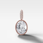 Bezel Set Oval Attachable Diamond Pendant with Pavé Knife Edge Diamond Bail