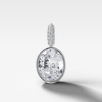 Bezel Set Oval Attachable Diamond Pendant with Pavé Knife Edge Diamond Bail