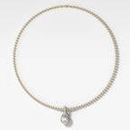 Bezel Set Pear Attachable Diamond Pendant with Pavé Knife Edge Bail and Beaded Chain (3mm)
