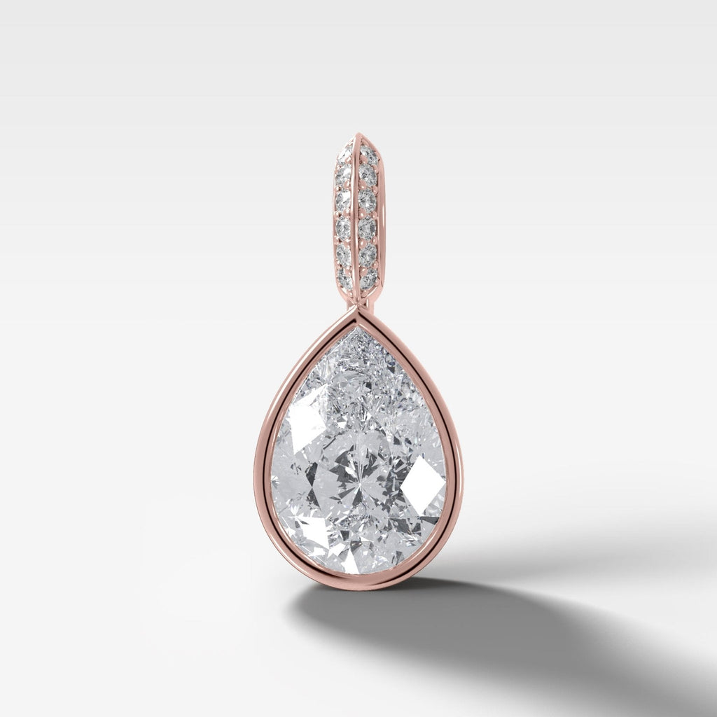 Bezel Set Pear Attachable Diamond Pendant with Pavé Knife Edge Bail