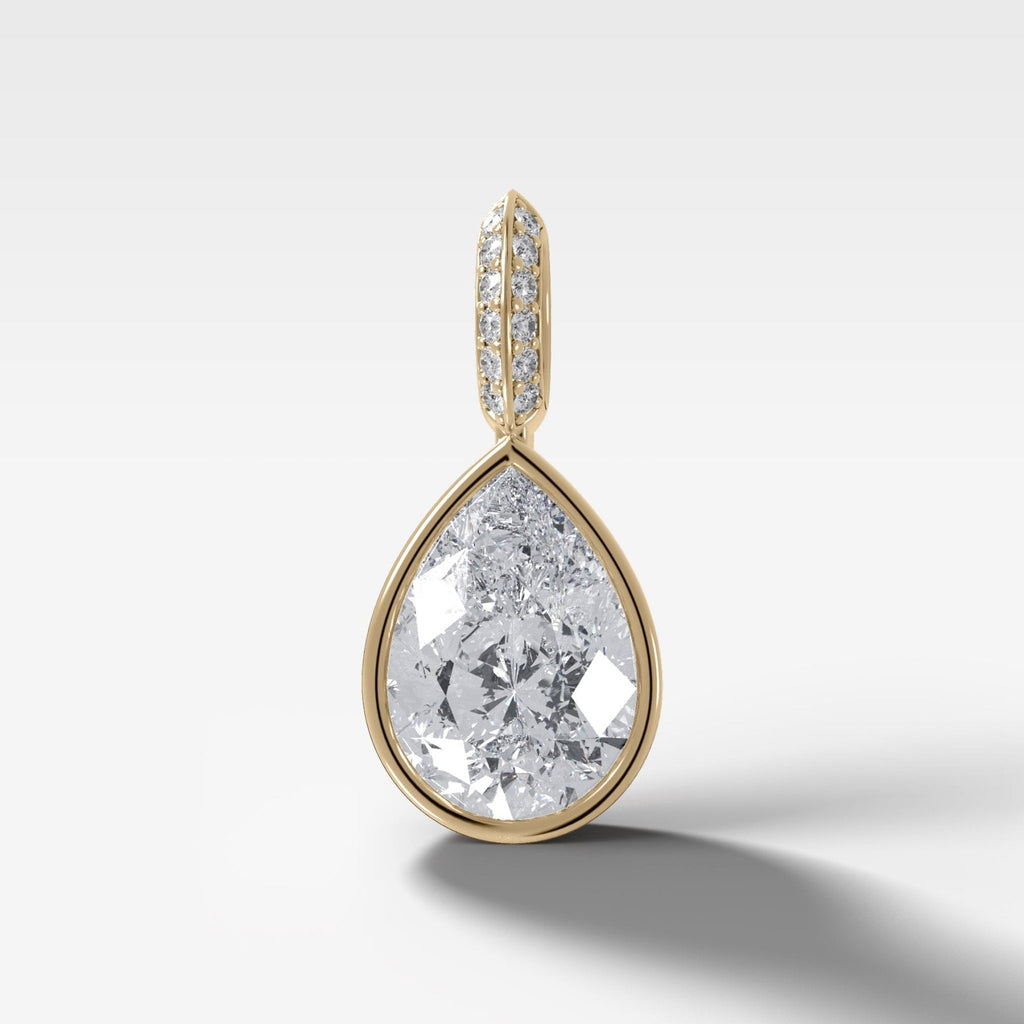 Bezel Set Pear Attachable Diamond Pendant with Pavé Knife Edge Bail