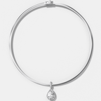 Bezel Set Pear Attachable Diamond Pendant with Pavé Knife Edge Bail With Reversible Omega Chain (3mm)