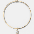 Bezel Set Pear Attachable Diamond Pendant with Pavé Knife Edge Bail With Reversible Omega Chain (3mm)