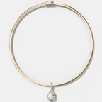 Bezel Set Pear Attachable Diamond Pendant with Pavé Knife Edge Bail With Reversible Omega Chain (3mm)