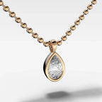 Bezel Set Pendant Beaded Necklace with 2.51ct Pear Cut Diamond