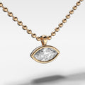 Bezel Set Pendant Beaded Necklace with East West Marquise Cut Diamond