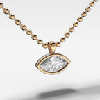 Bezel Set Pendant Beaded Necklace with East West Marquise Cut Diamond