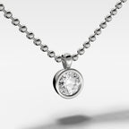 Bezel Set Pendant Beaded Necklace with Round Cut Diamond