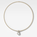 Bezel Set Round Attachable Diamond Pendant with Pavé Knife Edge Bail and Beaded Chain (3mm)