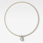 Bezel Set Round Attachable Diamond Pendant with Pavé Knife Edge Bail and Beaded Chain (3mm)